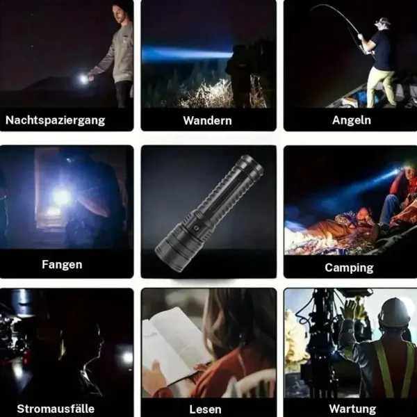 Rechargeable LED Light, 5 Modes Zoomable Tactical Flashlight, Portable LED Light?with Long-Range Beam and COB Light, Outdoor Flashlight for Camping Hiking - Image 5